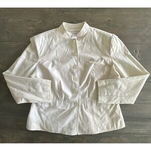JG Hook Ivory Linen Blend Jacket Blazer Career Front Button Women's Size 16W